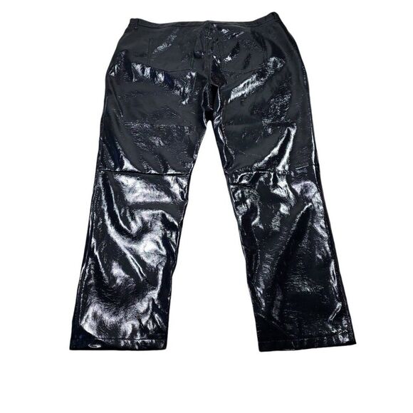 Abercrombie 24L 90s Straight Ultra High Rise Curve Love Vegan Leather Pants Blue - Picture 3 of 15